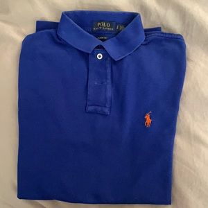 Mens royal blue Polo classic fit short sleeve shirt. Size small